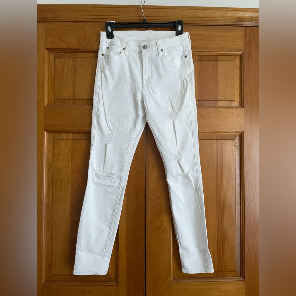 7 for all mankind - white ripped skinny jean
